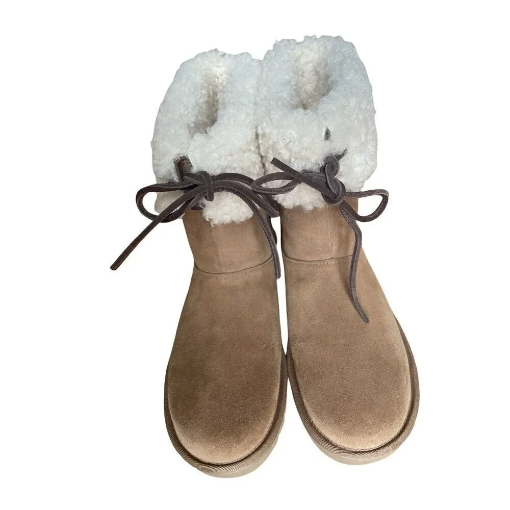 New Ugg Australia Women's Tan Sarissa Shearling Short Boots Size US6/ UK4